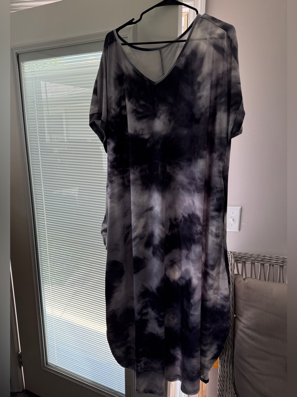 SHEIN | Black & Gray Tie-Dye V-Neck Dress